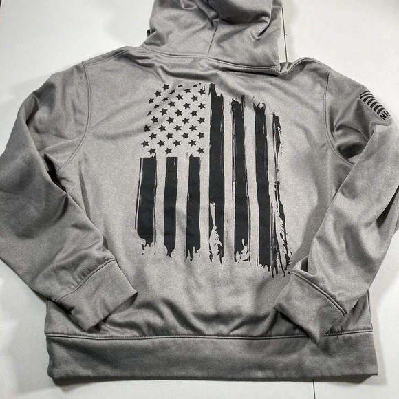 Nine Line Apparel Hoodie Medium Gray Sweatshirt Fleece Military Flag USA‎ - Picture 4 of 9